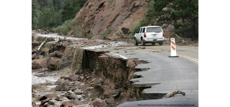 A section of HWY 67 washed away by flood water in 2006