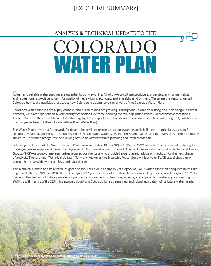 Analysis and Technical Update to the Water Plan, Executive Summary